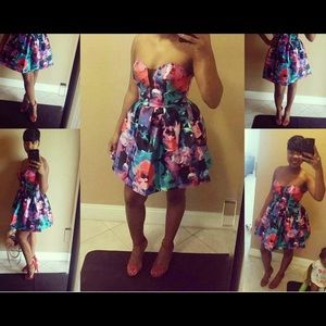 Beautiful strapless floral design dress